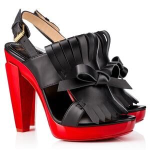 Christian Louboutin  Soclogolfi 120 Platform Slingback Sandals Black Red 36